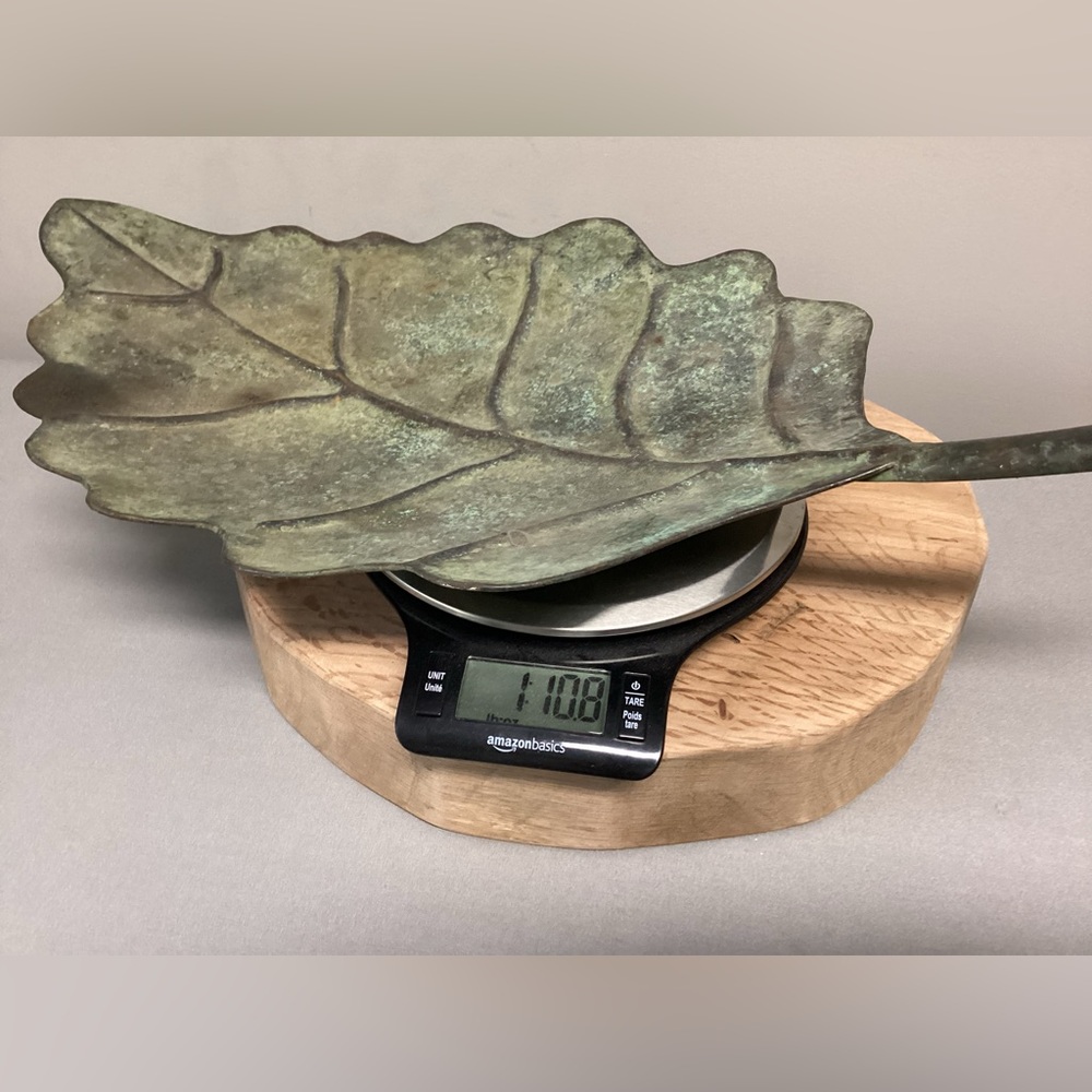 🟢 Vintage Solid Brass, Huge & Loaded With Patina Leaf Center Piece Decor - Rare - Picture 16 of 16